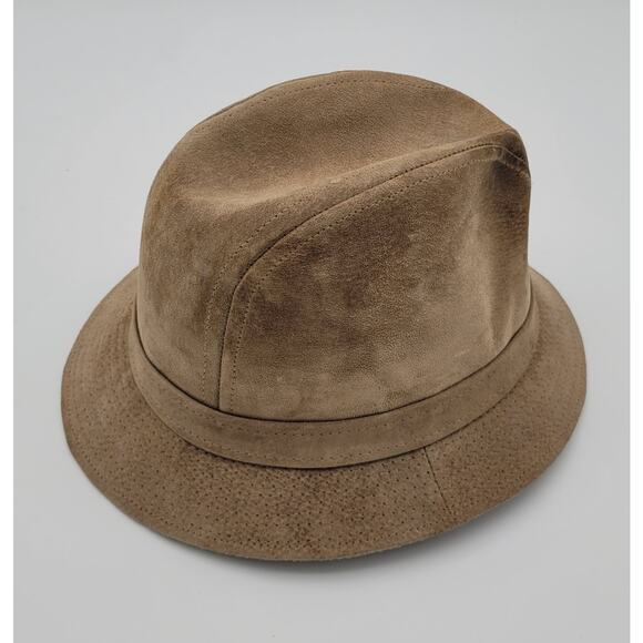 Vintage Totes Light Brown Suede Fedora Hat - Medium USA Made Indiana Jones Style - Picture 4 of 11